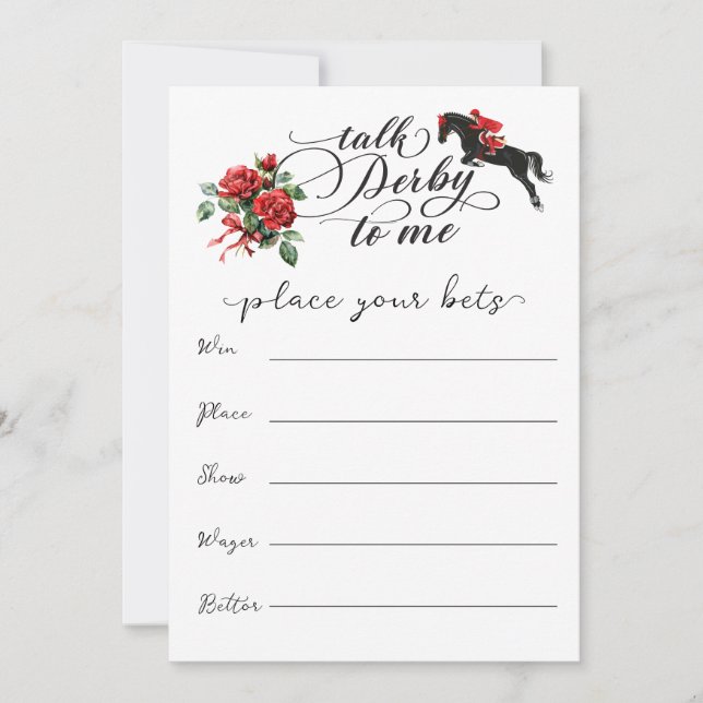 Chic Talk Derby To Me Race Horse Party Equestrian Card (Front)