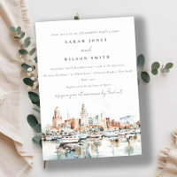 Chic Tampa Florida Skyline Watercolor Engagement