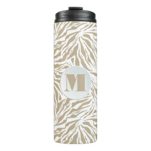 Chic Tan Animal Print Monogrammed Thermal Tumbler