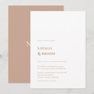 Chic Tan White Wedding Invitation