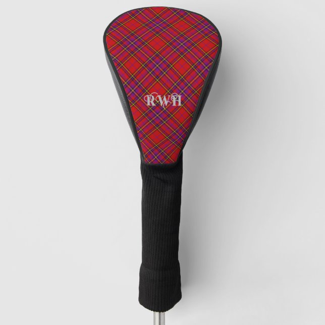 Chic Tartan Monogrammed Golf Head Cover (Front)