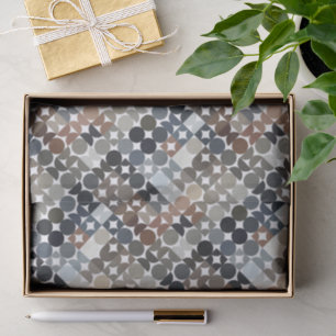 Chic Taupe Beige Grey Tan Brown Circles Pattern Tissue Paper