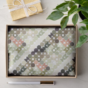 Chic Taupe Beige Light Olive Green Circles Pattern Tissue Paper