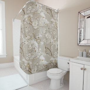Chic taupe floral shower curtain