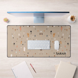 Chic taupe terrazzo pattern desk mat