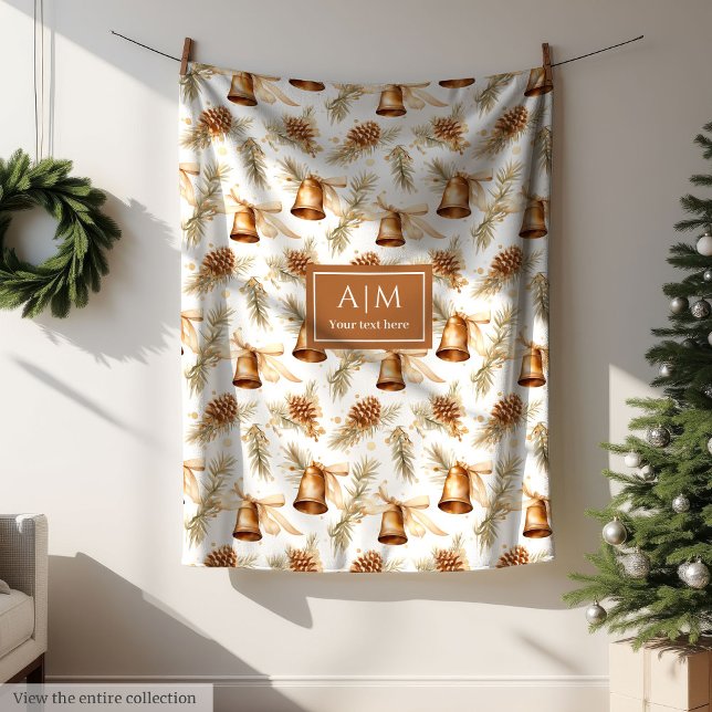 Chic taupe watercolor monogram holiday throw  fleece blanket (Chic taupe watercolor monogram holiday throw Fleece Blanket)