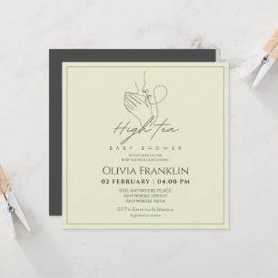 Chic, tea party baby shower invitation