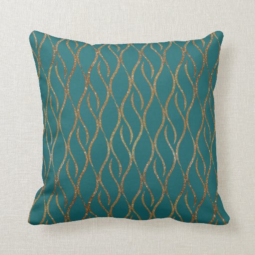 Image of Chic Teal and Gold Modern Decorator Accent Pillow