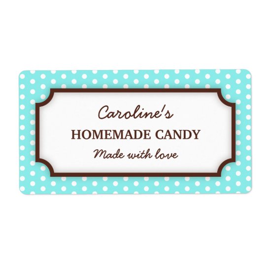 Chic teal aqua polka dot dots pattern canning jar shipping label