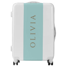 Chic Teal blue aqua   minimalist monogram Luggage