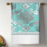 Chic Teal Blue Damask Kitchen Towels<br><div class="desc">Elegant teal blue damask kitchen towels. These elegant chic teal blue damask towels are perfect for everyday and make a great gift for her!</div>