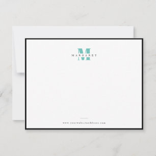 Chic Teal Bold Letter Simple Monogram Name Card