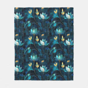 Chic teal chrysanthemum  fleece blanket