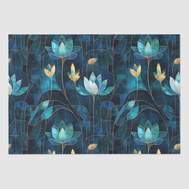 Chic teal chrysanthemum  tissue paper (Front)