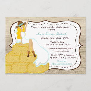 Chic Teal Cowgirl Country Bride Bridal Shower Invitation