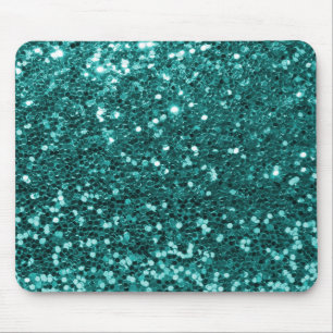 Chic Teal Faux Glitter Mouse Mat