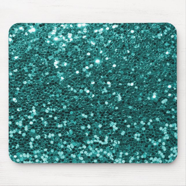 Chic Teal Faux Glitter Mouse Mat (Front)
