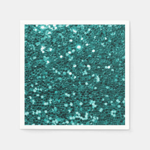 Chic Teal Faux Glitter Napkin