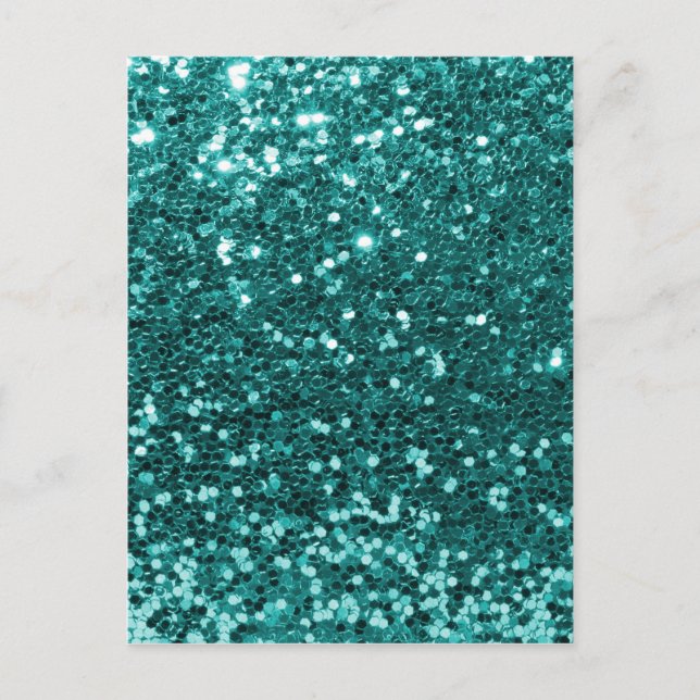 Chic Teal Faux Glitter Postcard (Front)