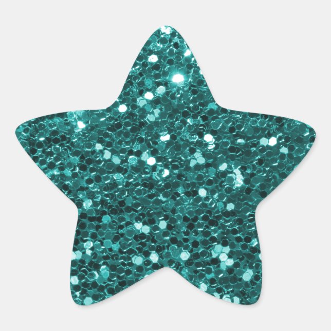 Chic Teal Faux Glitter Star Sticker (Front)