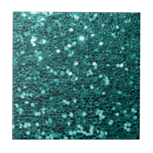Chic Teal Faux Glitter Tile