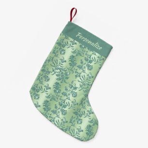 Chic Teal Floral Glitter Elegant Pattern Christmas Small Christmas Stocking