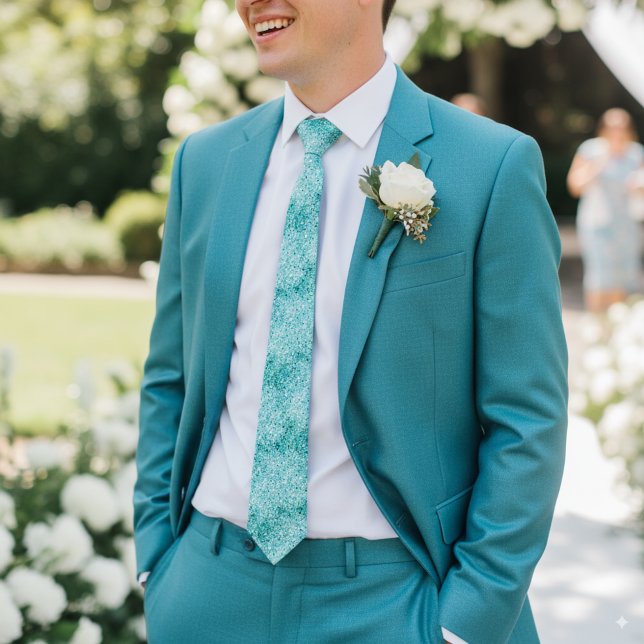 Chic teal glitter sparkle wedding  tie (Creator Uploaded)
