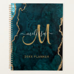 Chic Teal Gold Glitter Agate Monogram 2024 Planner<br><div class="desc">This chic personalised planner will keep your schedule organised and features a purple agate pattern with faux rose gold glitter. Customise your monogram and name in hand lettered script calligraphy. Below it reads "20XX PLANNER". Designed just for you by ExtremeTees.</div>