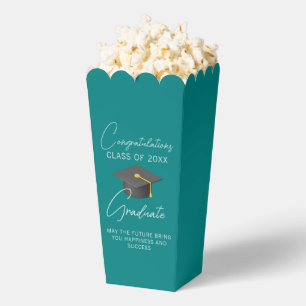 Chic Teal Graduation Party Popcorn Favour Box