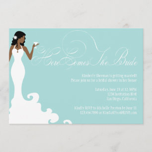 Chic Teal Here Comes the Bride Shower Invite