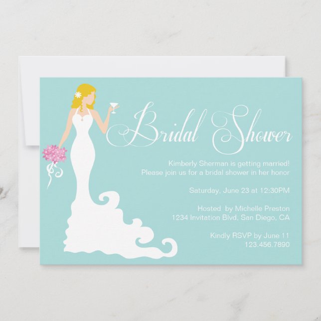 Chic Teal Modern Bride Posh Bridal Shower Invite (Front)