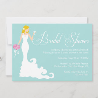 Chic Teal Modern Bride Posh Bridal Shower Invite