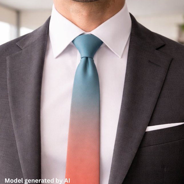Chic Teal Peach Ombre Gradient Tie (Creator Uploaded)
