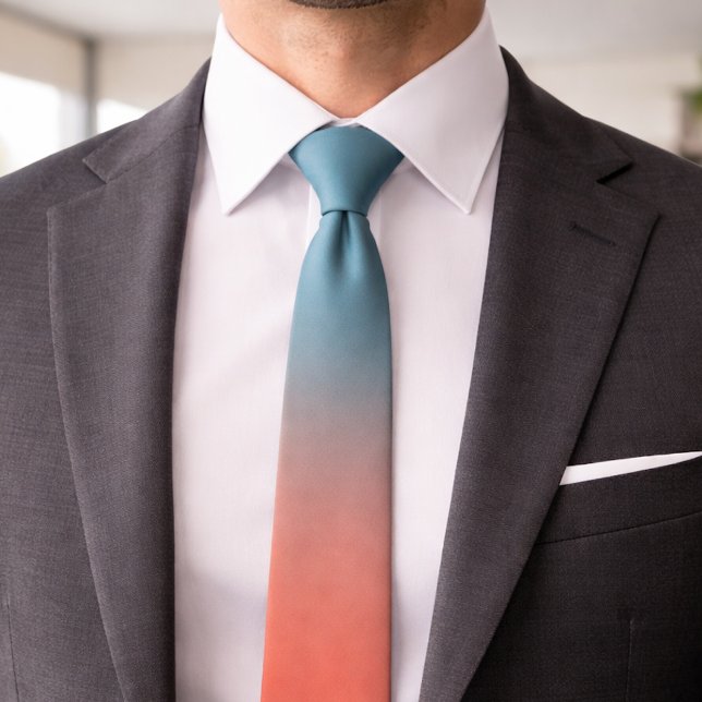 Chic Teal Peach Ombre Gradient Tie (Creator Uploaded)
