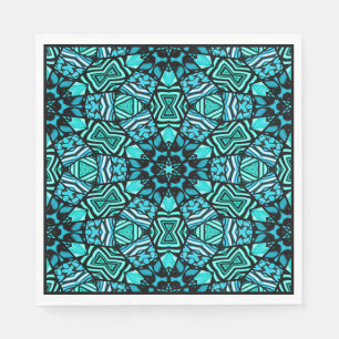 Chic Teal Turquoise Retro Oriental Mosaic Pattern Napkin