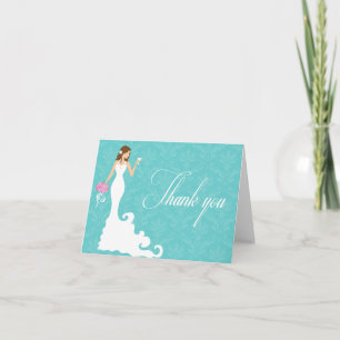 Chic Teal Wine Modern Bride Thank You