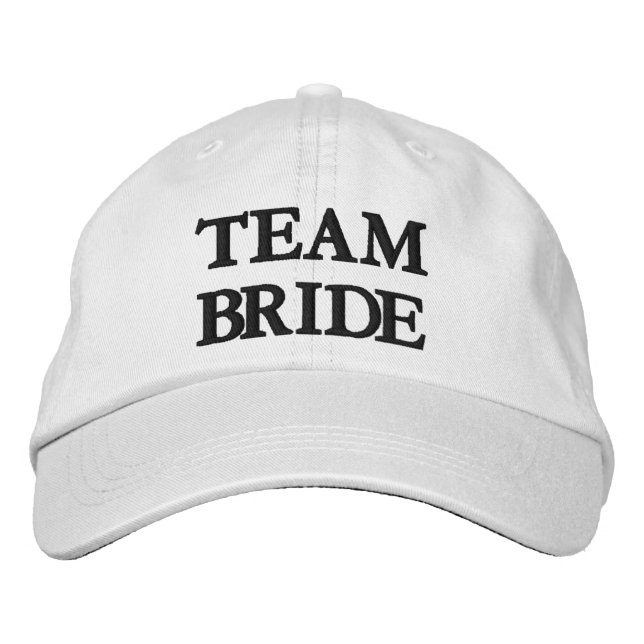 Chic Team Bride black and white bridesmaid Embroidered Hat (Front)