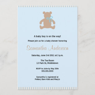 Chic Teddy Bear Baby Shower Invitation - Boy