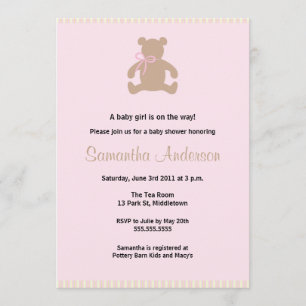 Chic Teddy Bear Baby Shower Invitation - Girl