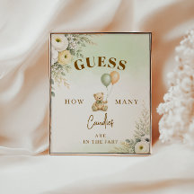 Chic Teddy Bear Guess How Many Candies Baby Shower