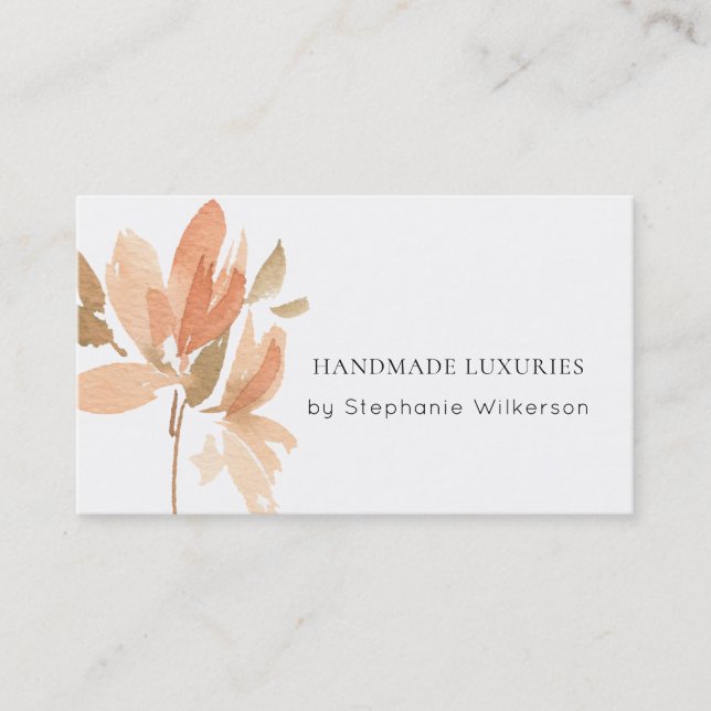 Chic Terra Cotta Watercolor Floral Business Card (Front)