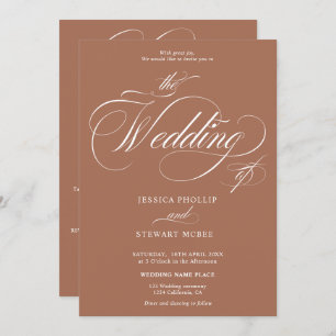 Chic terracotta all in one calligraphy wedding invitation