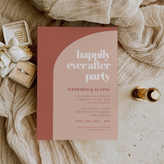 Chic terracotta arch Happily ever after party Invitation (Creator Uploaded)