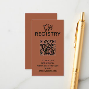 Chic Terracotta Baby Shower Registry QR Code Enclosure Card