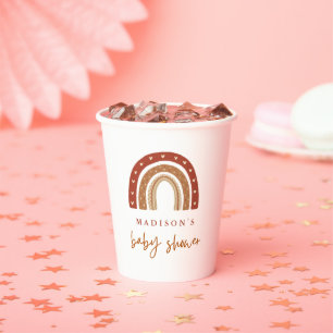 Chic Terracotta Boho Rainbow Baby Shower Paper Cups