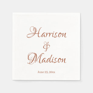 Chic terracotta custom script name date Wedding  Napkin