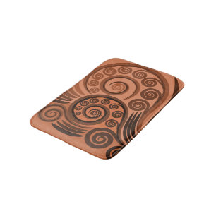 Chic Terracotta Fern Frond Swirl Bath Mat