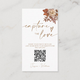 Chic Terracotta Floral Capture The Love QR Code Enclosure Card