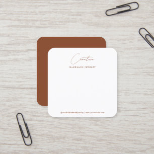 Chic Terracotta Handwritten Script Jewellery Displ Square Business Card