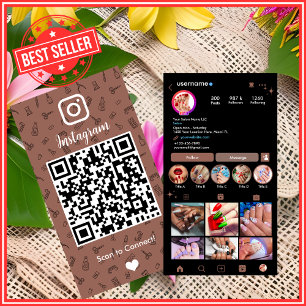 Chic Terracotta Nail Salon Instagram QR Business Card